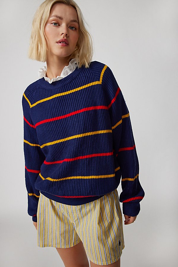 Urban Renewal Vintage Striped Oversized Sweater In Navy