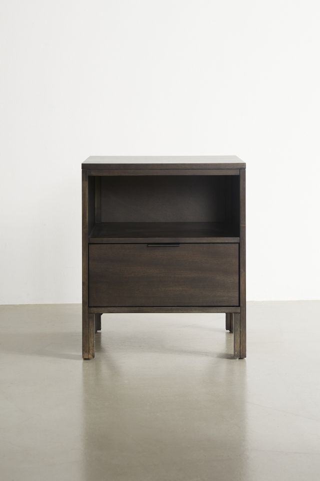 Dark Walnut Brown Transitional Nightstand with 1 Drawer