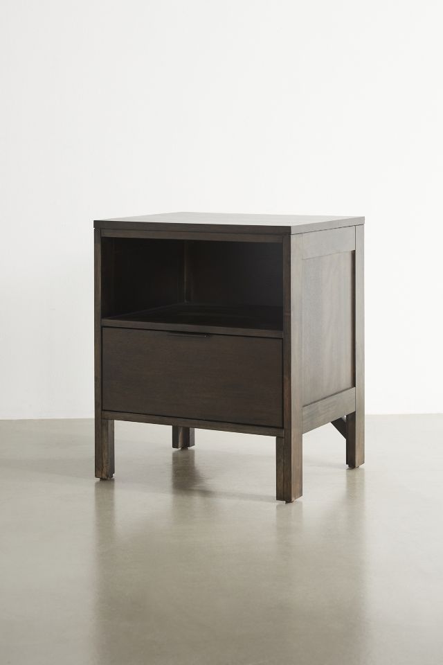 Dark Walnut Brown Transitional Nightstand with 1 Drawer