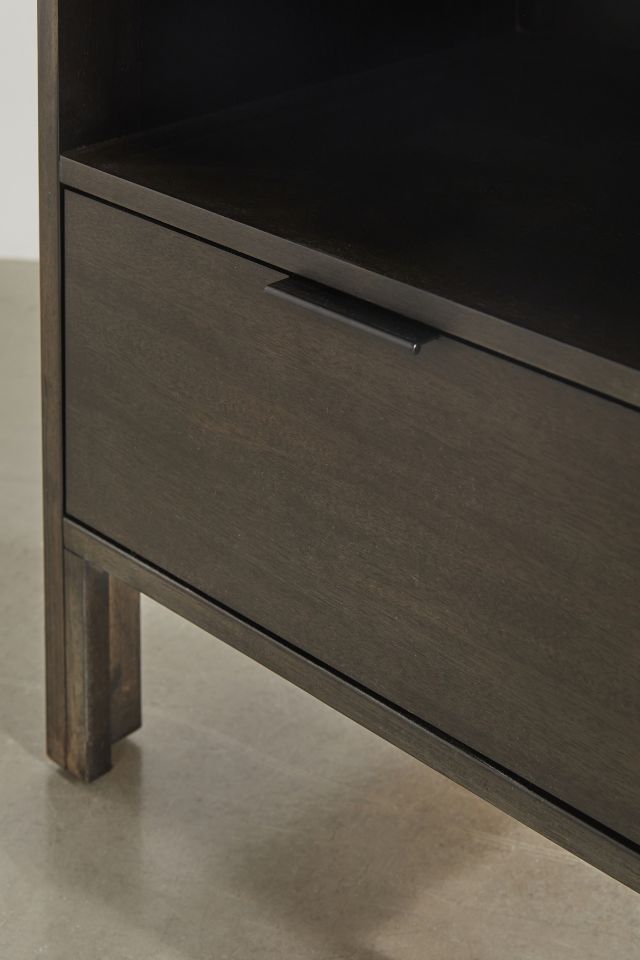 Dark Walnut Brown Transitional Nightstand with 1 Drawer