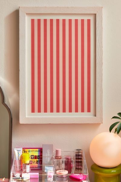 Shop Urban Outfitters Miho Baby Orange Stripe Art Print In White Wood Frame At