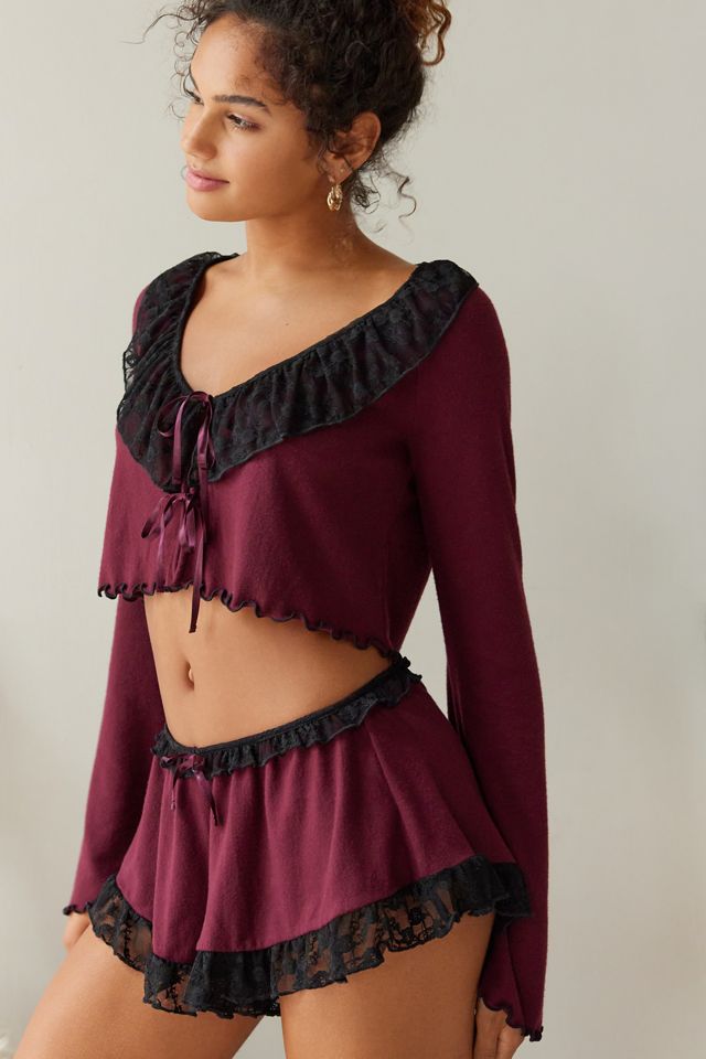 Out From Under Paisley Cozy Lace-Trim Top & Short Set | Urban