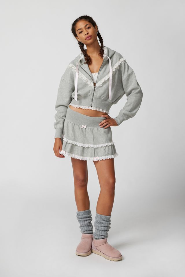 Out From Under Rittney Cropped Lace-Trim Sweatshirt #1