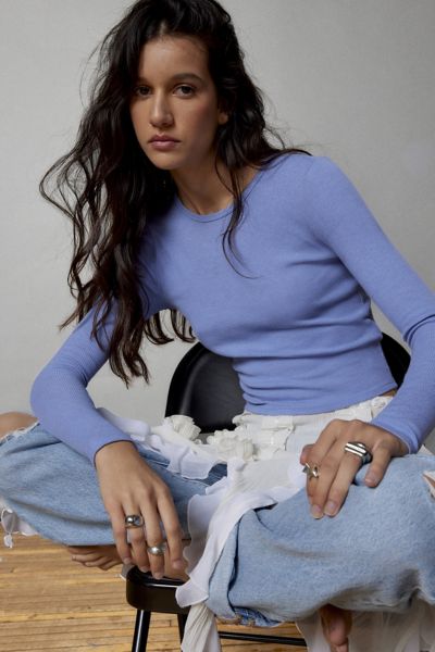 Bdg Perfect Long Sleeve Tee In Blue At Urban Outfitters