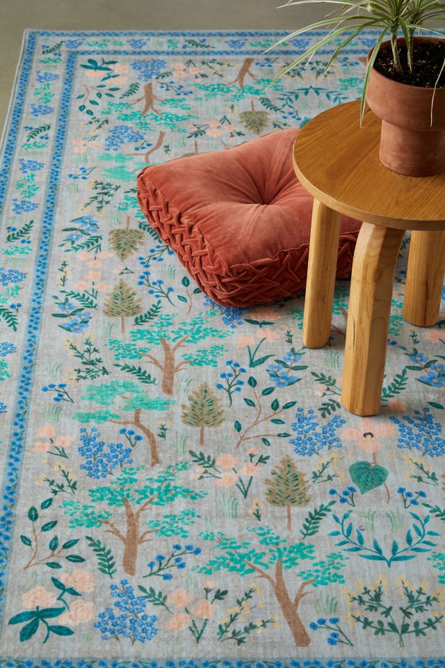 Indigo Floral Lattice Wool and Synthetic Area Rug