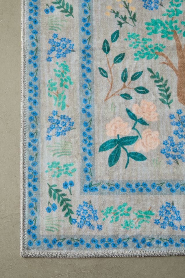 Indigo Floral Lattice Wool and Synthetic Area Rug