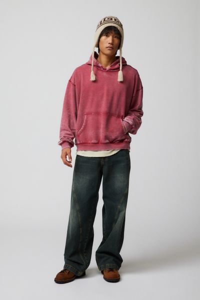 Bdg Bonfire Washed Hoodie Sweatshirt In Red, Men's At Urban Outfitters