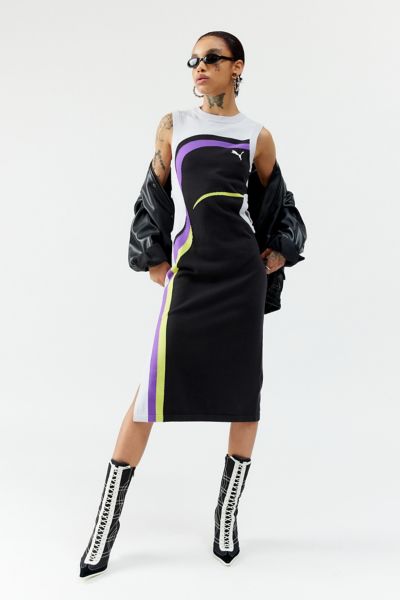 puma knit cutout midi dress