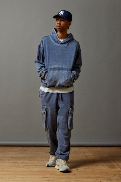 Bdg Bonfire Washed Cargo Sweatpant In Navy, Men's At Urban