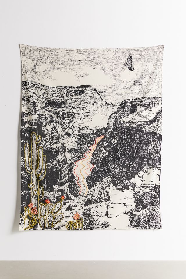 Embroidered landscape tapestry sale