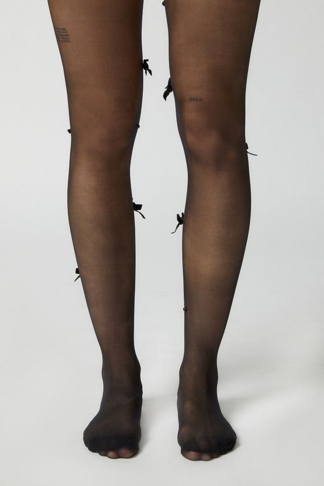 Black Cut-Out Bow Tights | Hot Topic