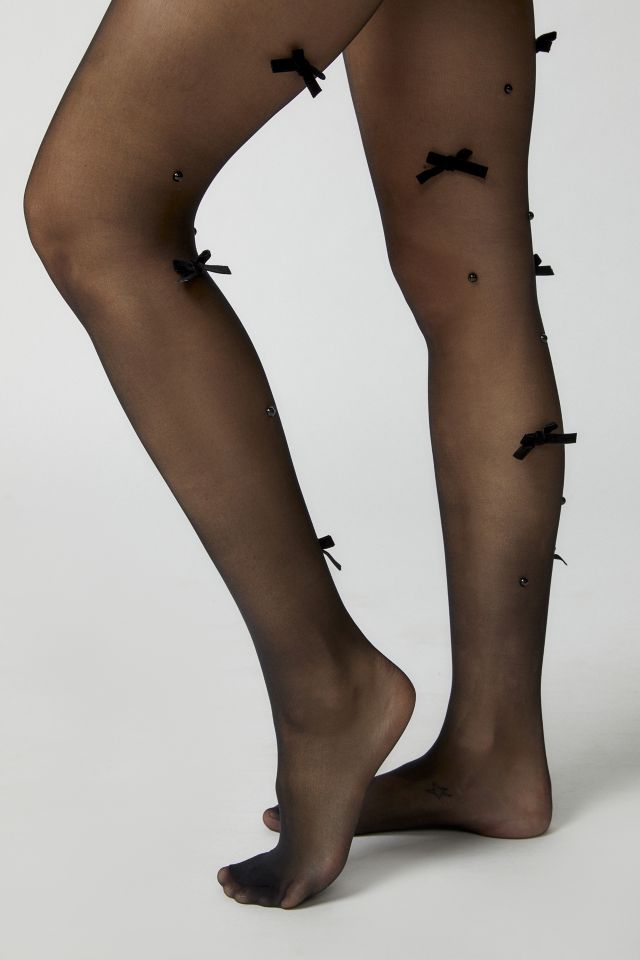 Black Cut-Out Bow Tights | Hot Topic