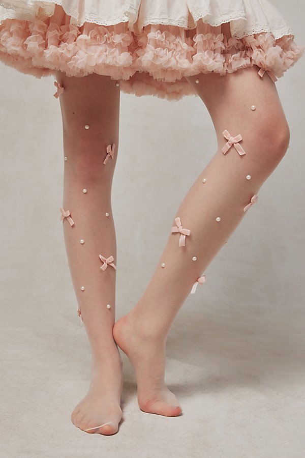 Urban Outfitters Uo 3d Bow Tights In White