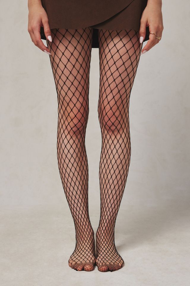 Urban Outfitters Polka Dot Nylon Thigh High Stocking in Black