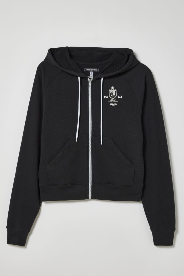 UO Justin Shrunken Full Zip Hoodie Sweatshirt