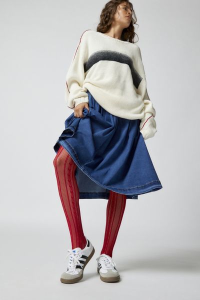 Urban Outfitters Uo Heart Pointelle Tights In Maroon