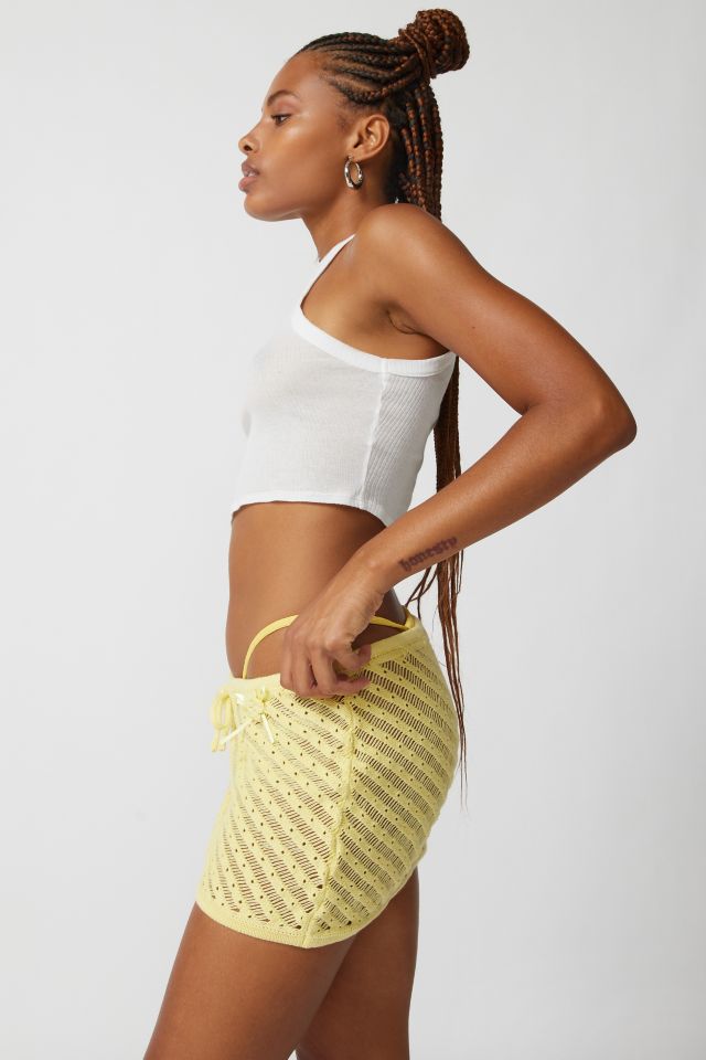 Frankies Bikinis Daffodil Semi-Sheer Crochet Mini Skirt #3