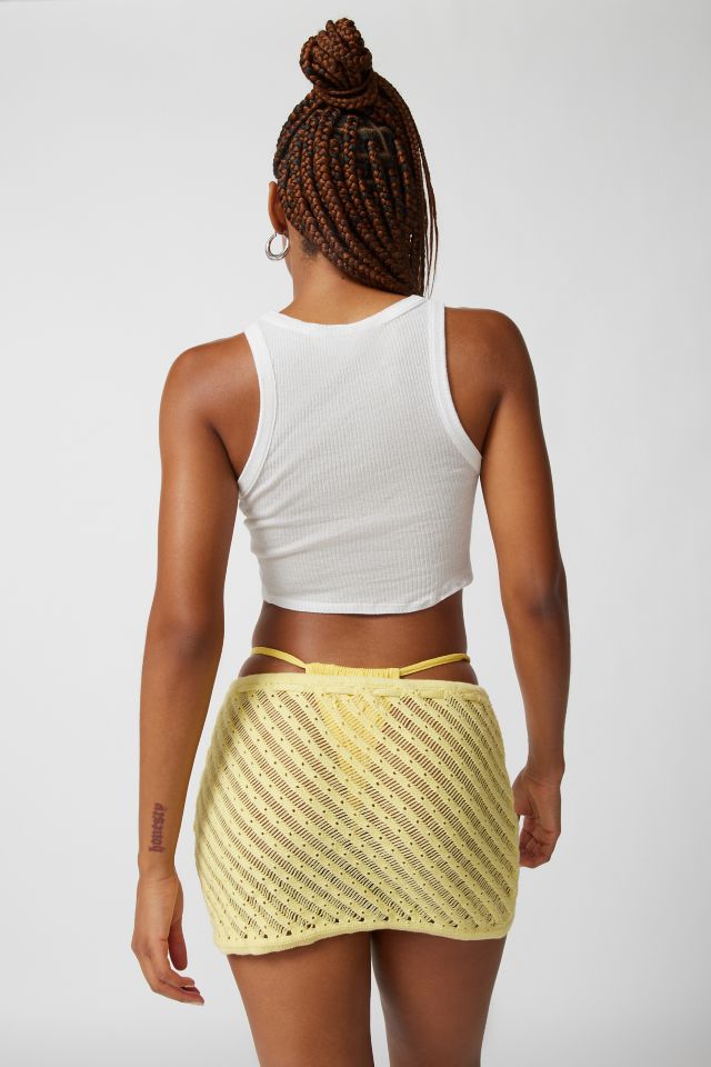 Frankies Bikinis Daffodil Semi-Sheer Crochet Mini Skirt #4