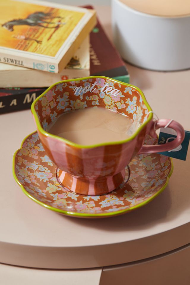 Not Tea Graphic Teacup & Saucer Set | Urban Outfitters