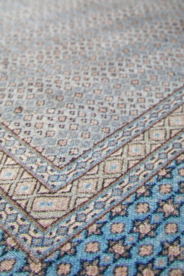 Handmade Blue Geometric Synthetic Rectangular Area Rug