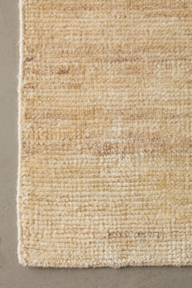 Hand-Knotted Beige Wool and Cotton Rectangular Rug 4' x 6'