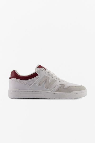 New Balance 480 Court Sneaker In White + Classic Crimson