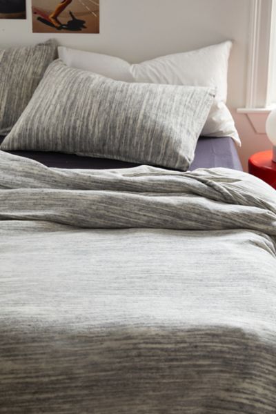 Urban Outfitters Cozy Brushed Spacedye Duvet Set In Black/white At