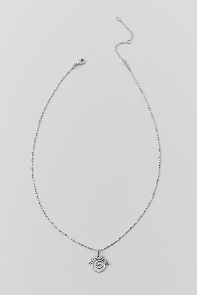 '90s Silver-Plated Sad Spiral Charm Necklace #1