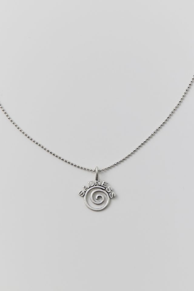 '90s Silver-Plated Sad Spiral Charm Necklace #2