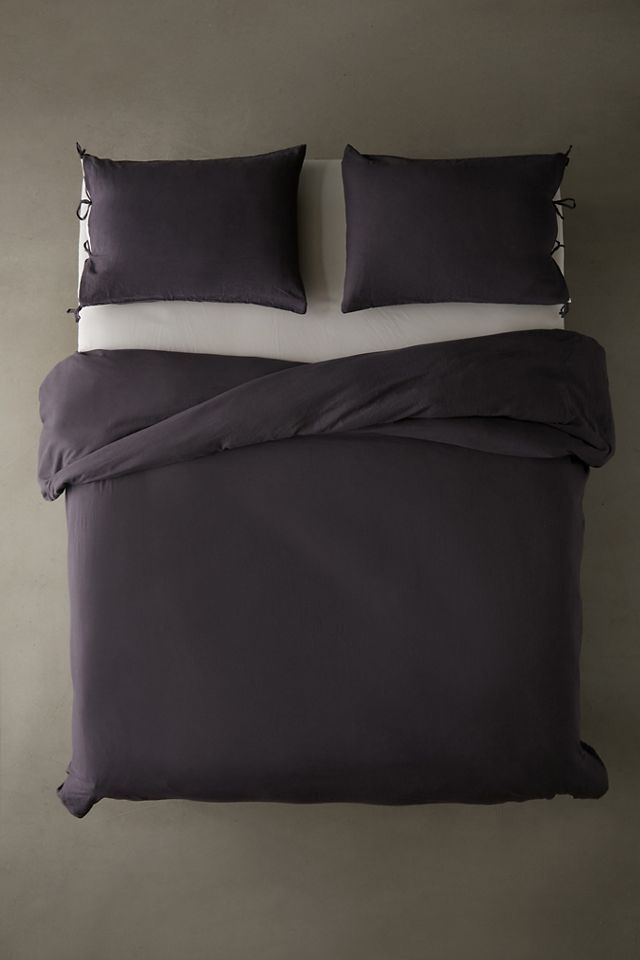 Ivory 100% Linen Duvet Cover With Bow Ties main image 1