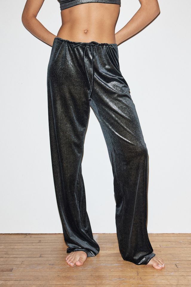 RELAXED VELVET PANTS - Black