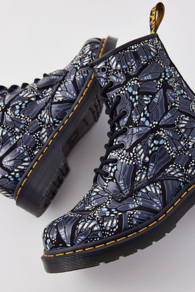 Dr. Martens' 1460 Butterfly Print Suede Lace-up Boot In Butterfly Grey Suede, Women's At Urban Outfitters In Blue