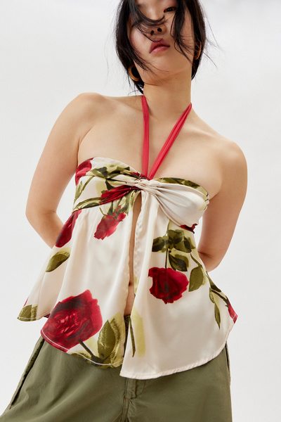 Kimchi Blue Kiki Satin Split Flyaway Top | Urban Outfitters