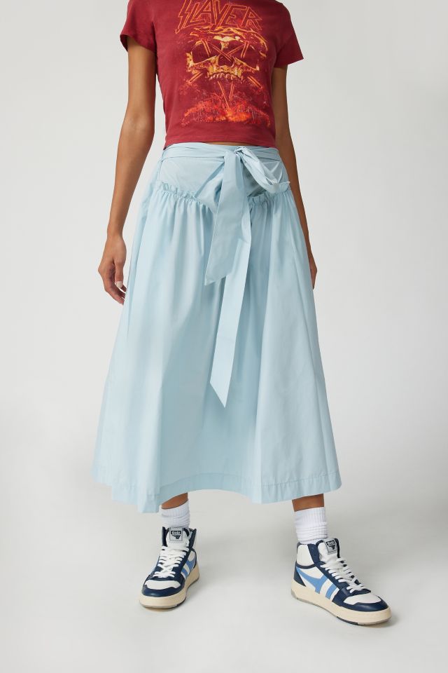 UO Brielle Taffeta Bow Midi Skirt #1