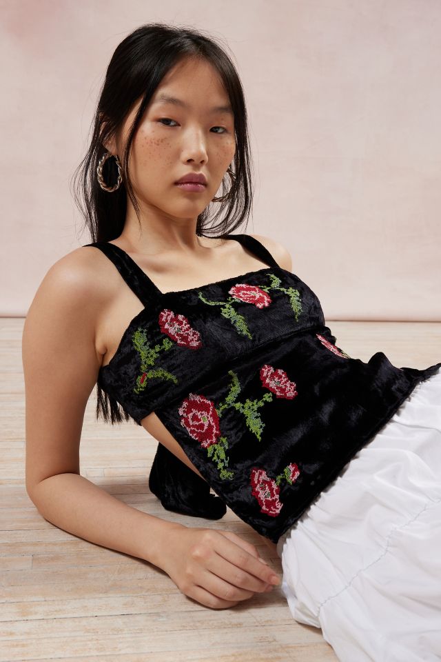 Kimchi Blue Jana Velvet Embroidered Top