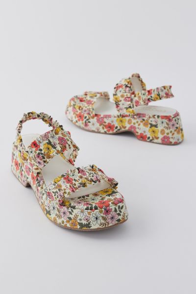 Coconuts By Matisse Footwear Jean Platform Sandal In White Floral, Women's At Urban Outfitters