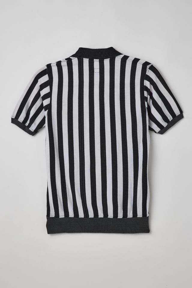 Vintage Striped Quarter Zip Referee Sport Tee #1