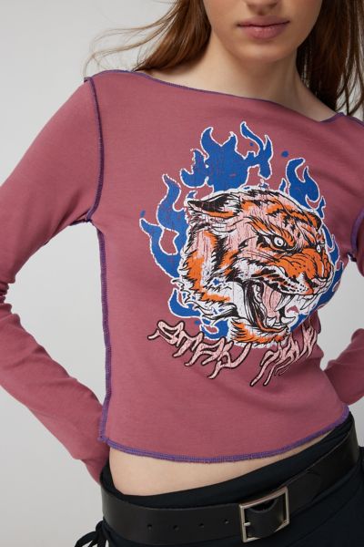 Flaming Tiger Long Sleeve Tee Urban Outfitters Canada