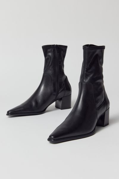 Watercolor Black Vegan Leather Ankle Boots