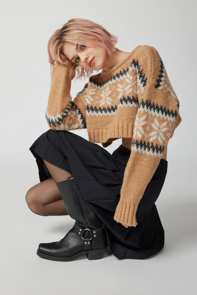 Fair isle cropped outlet sweater