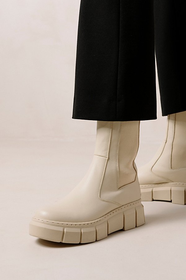 Shop Alohas Armor Leather Combat Boot In Cream, Women's At Urban Outfitters