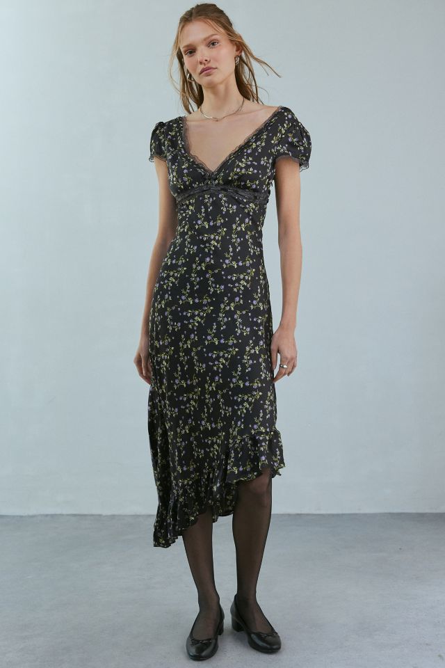 Robe Midi Asymétrique Imprimée à Garniture en Dentelle Cora de Kimchi Blue #4