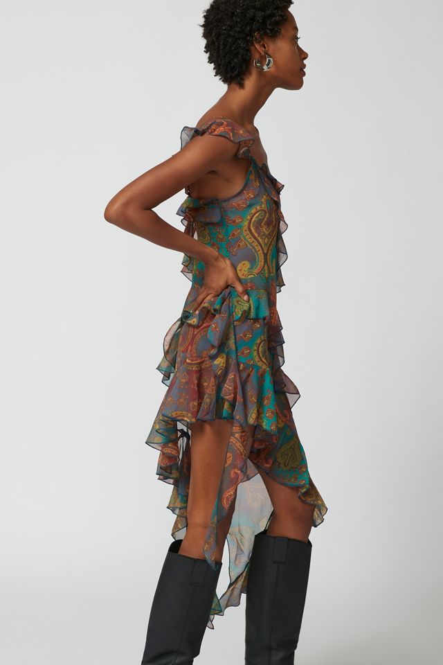 uo anderson sheer ruffle midi dress Uo Anderson Sheer Ruffle Midi Dress on Urban Outfitters