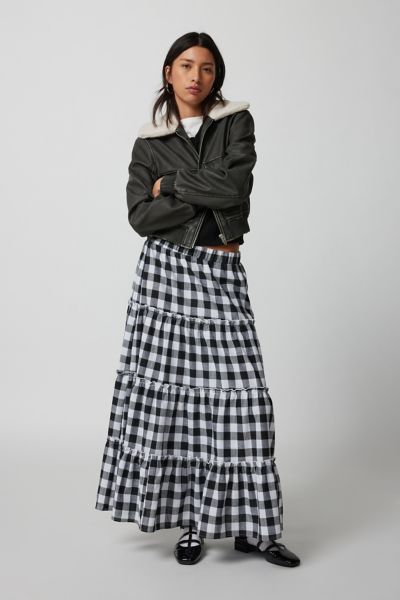 Urban Renewal Remnants Gingham Tiered Maxi Skirt