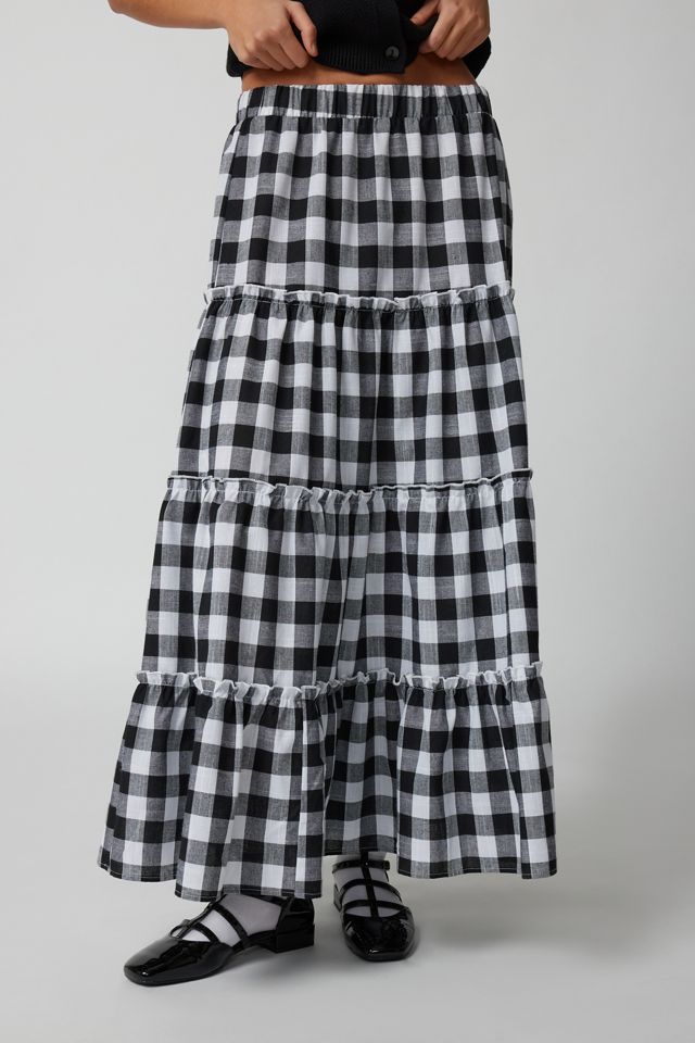 Urban Renewal Remnants Gingham Tiered Maxi Skirt #1