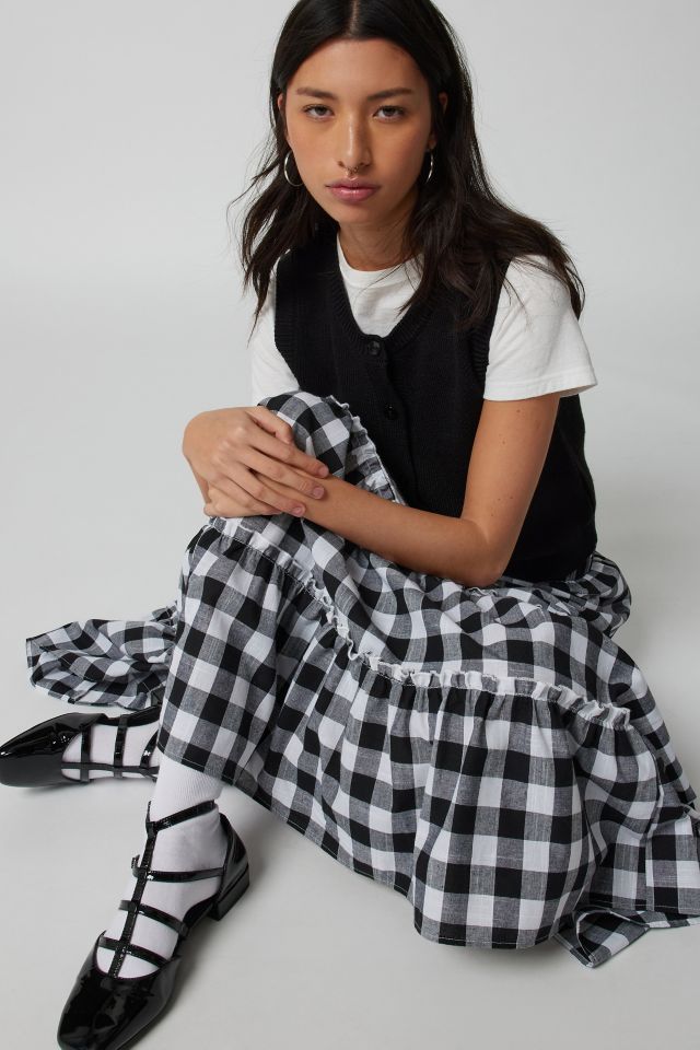 Urban Renewal Remnants Gingham Tiered Maxi Skirt