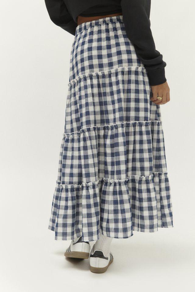 Urban Renewal Remnants Gingham Tiered Maxi Skirt