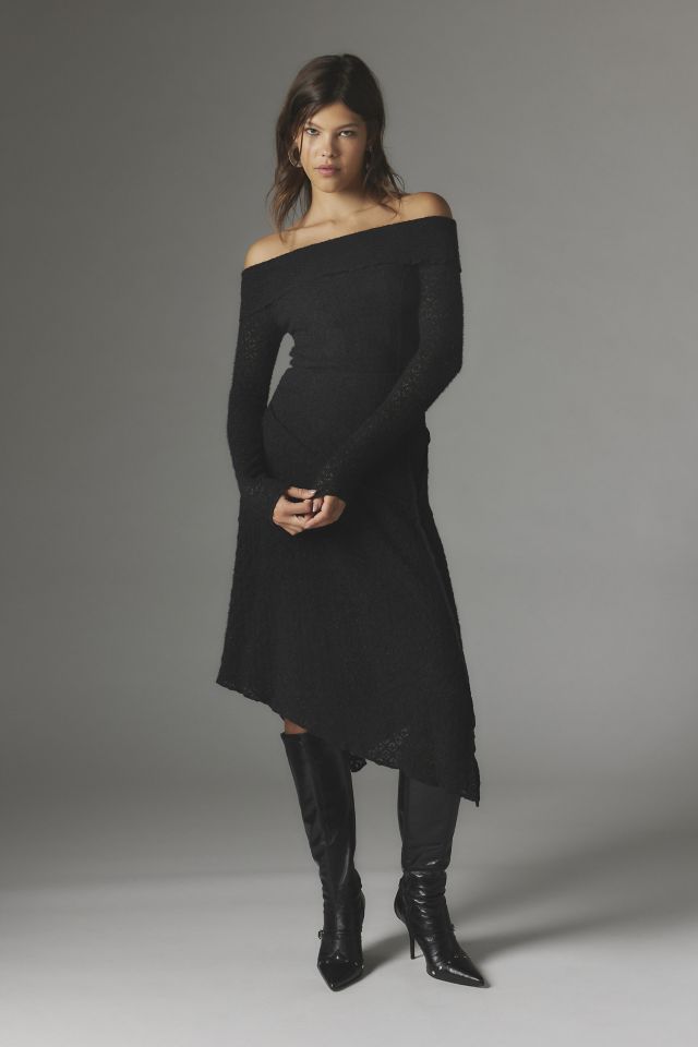 UO Yaya Asymmetrical Off The Shoulder Midi Dress Urban Outfitters