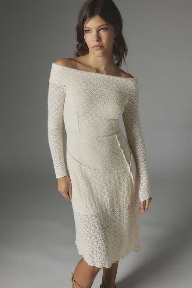 UO Yaya Asymmetrical Off-The-Shoulder Midi Dress | Urban Outfitters