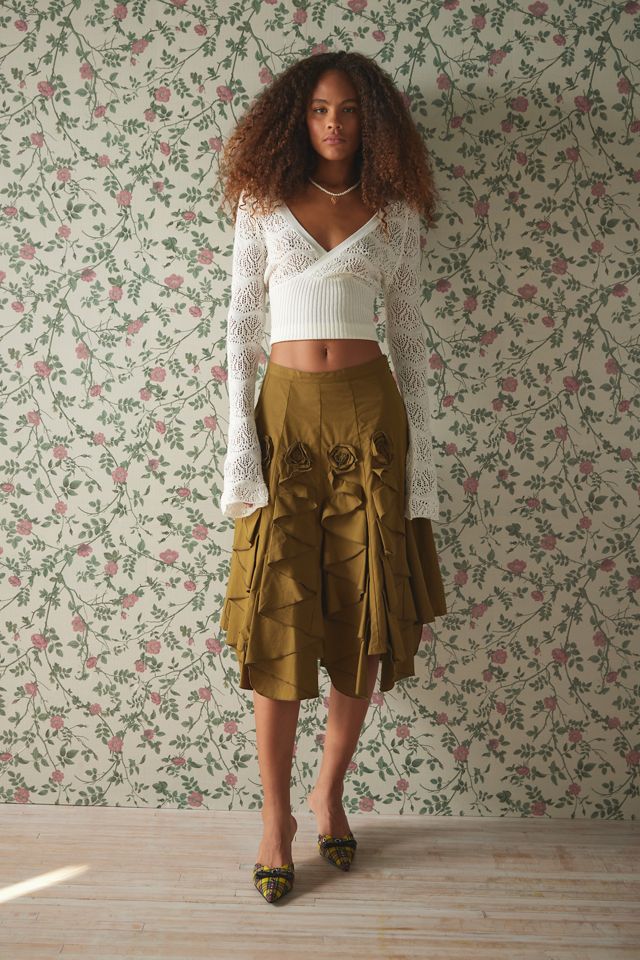 Kimchi Blue Yuri Rosette Midi Skirt | Urban Outfitters